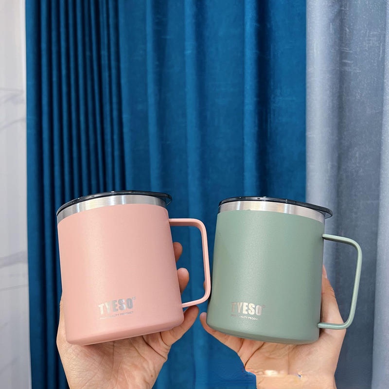 Cốc cách nhiệt TYESO có nắp cách nhiệt cốc cà phê cốc inox 304 cốc văn phòng có tay cầm cốc nước inox