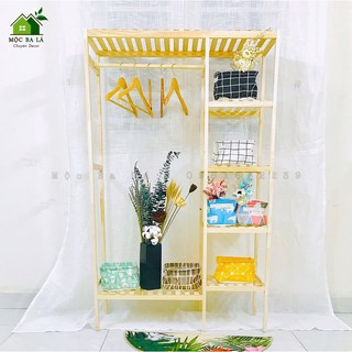 Kệ double hanger - kệ treo quần áo 2 ngăn đa năng gỗ thông cao cấp