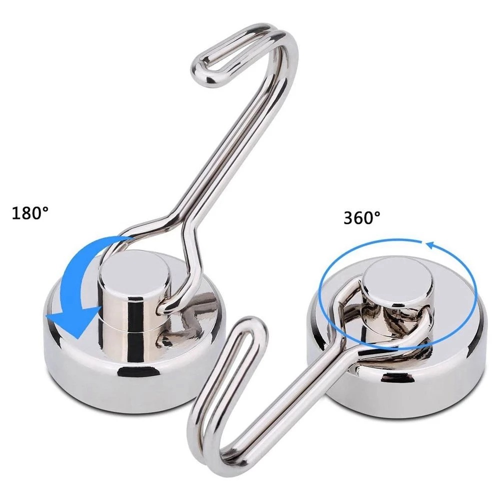 Móc Nam Châm Móc Nam Châm Chịu Lực Mạnh 30Lb Nam Châm Neodymium Có Móc Xoay Chìa Khóa Vòng Hoa Tủ Lạnh Nhà Bếp Gia Đình