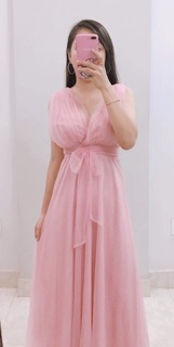 Đầm voan maxi thắt nơ eo