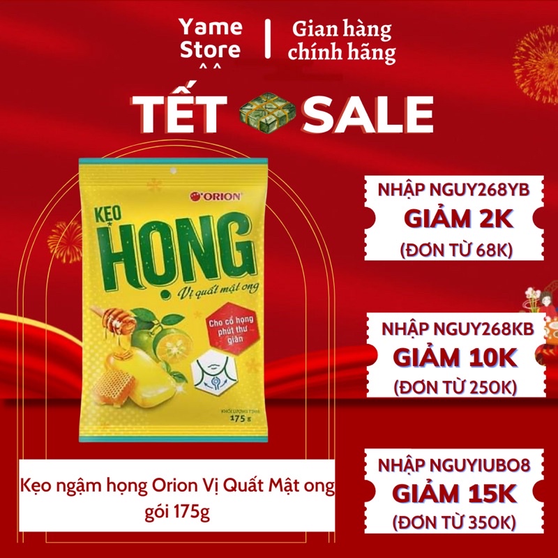 Kẹo ngậm họng Orion Vị Quất Mật ong gói 175g