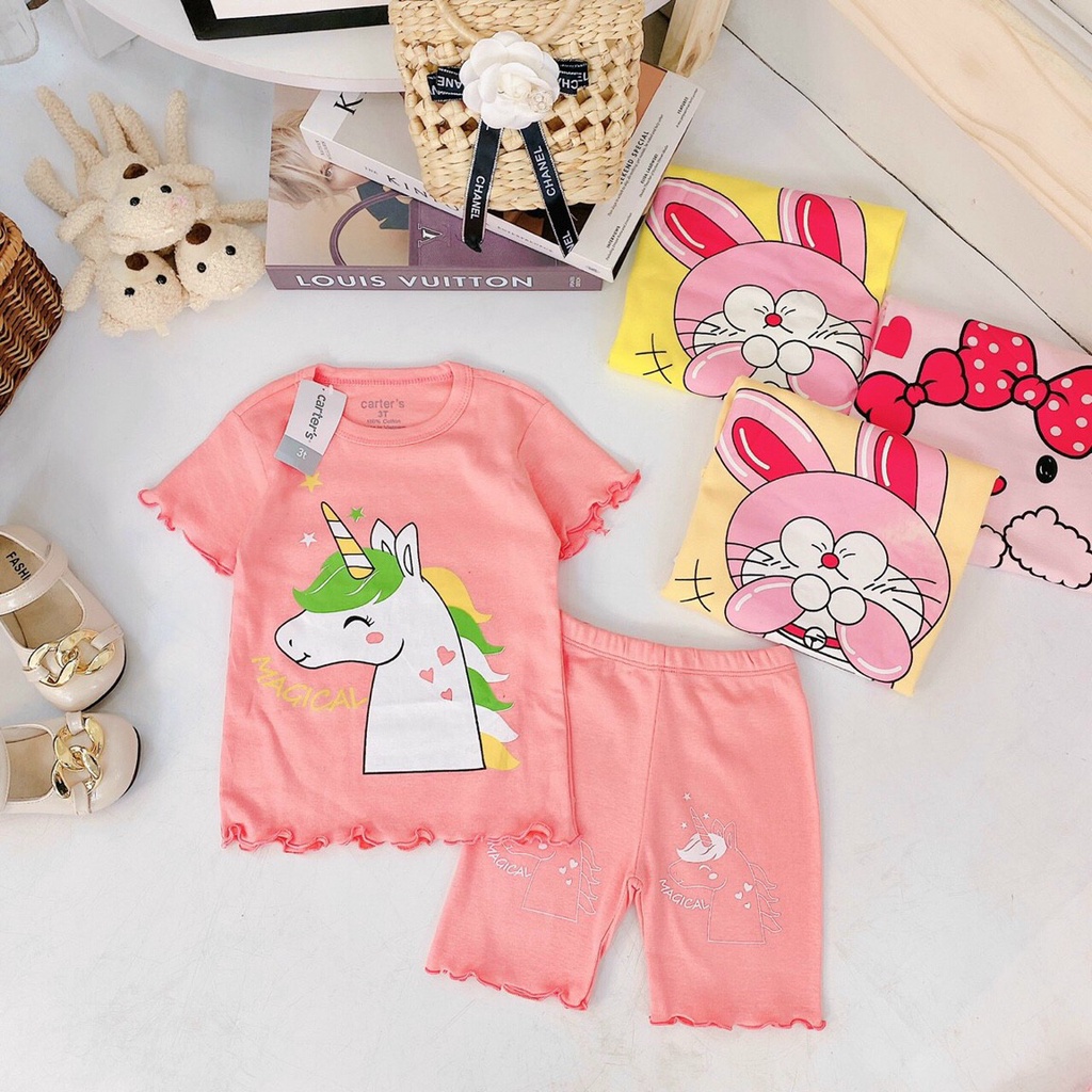 Bộ cộc tay carters cho bé gái shopee