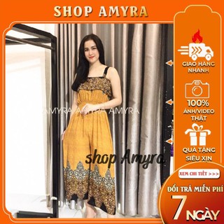 [ Siêu rẻ ] Đầm maxi jum họa tiết thổ cẩm vải lanh thái cao cấp - Váy maxi dây đi biển nhà AMYRA ju005 sexy 👈