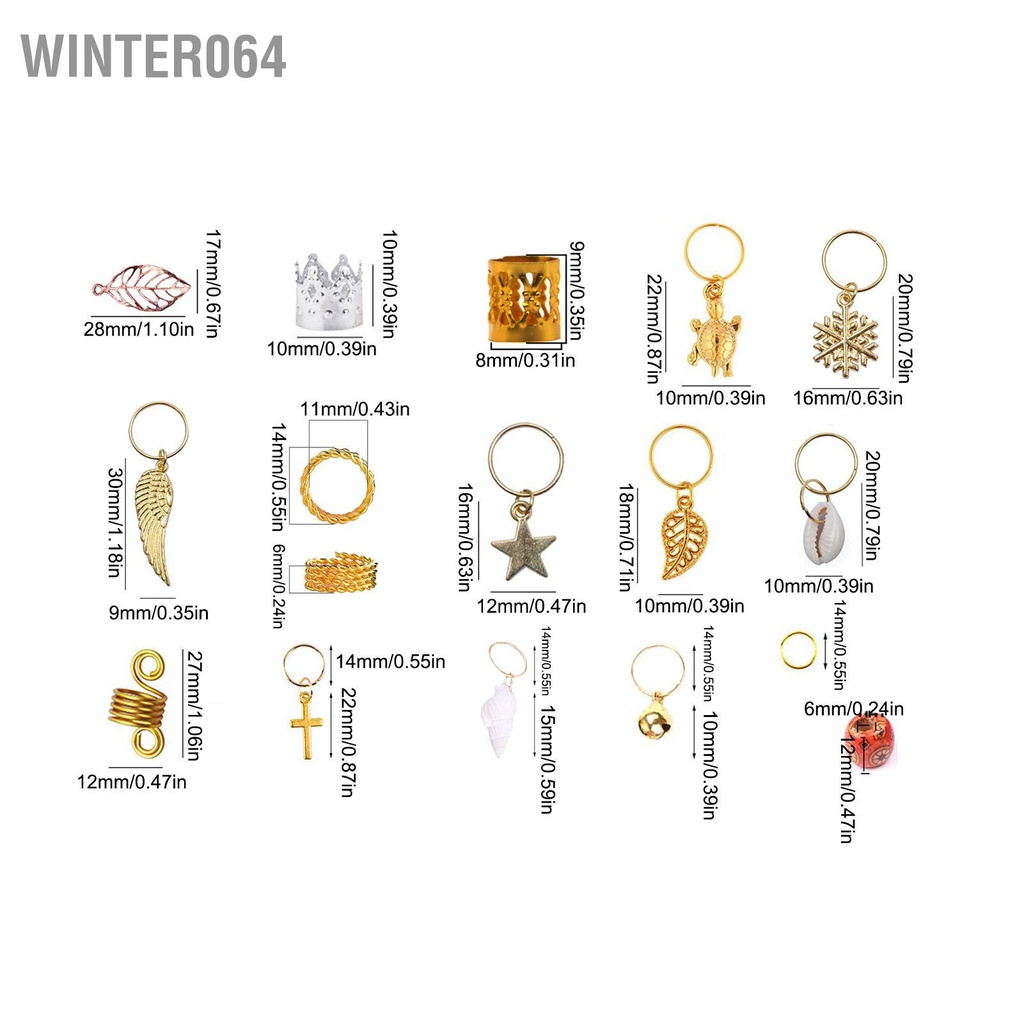 Winter064 238 cái Bộ đồ trang sức cho tóc Nhẫn Dreadlock Phụ kiện với hộp lưu trữ phụ nữ nam giới
