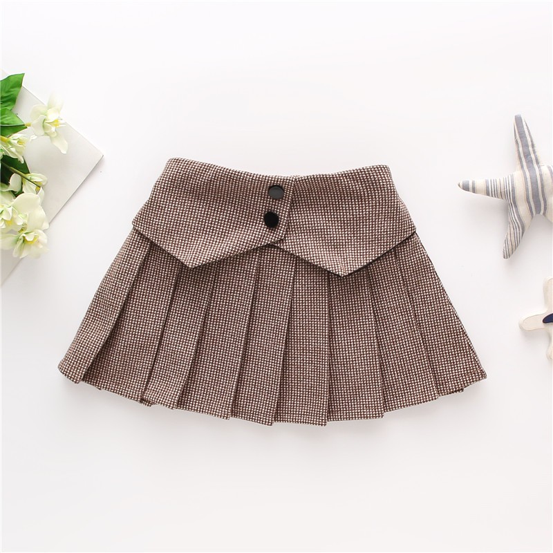 Chân váy xếp ly sọc ca rô thời trang thu đông cho bé gái 1-5 tuổi