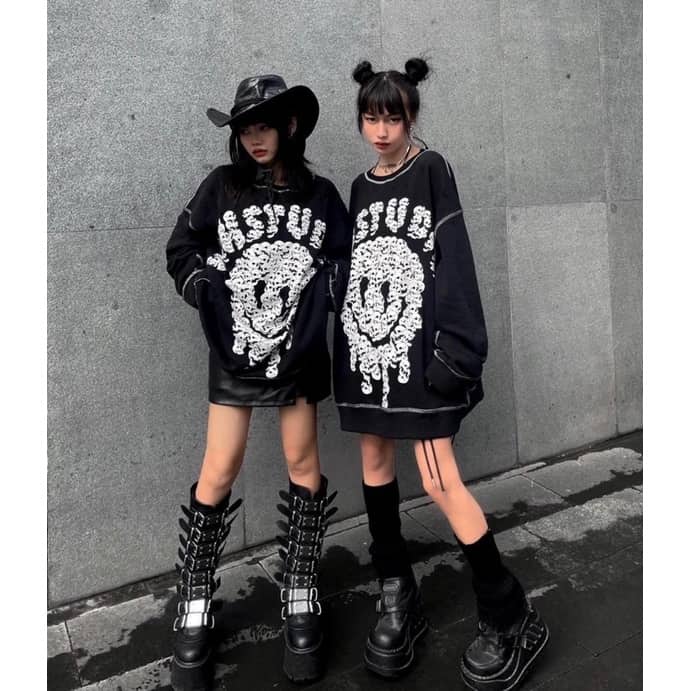 Sweater Nỉ chân cua Unisex VAH STUDIO SMILE v2 màu ĐEN form rộng  form nam nữ unisex/Áo thun tay dài Jaystoree2