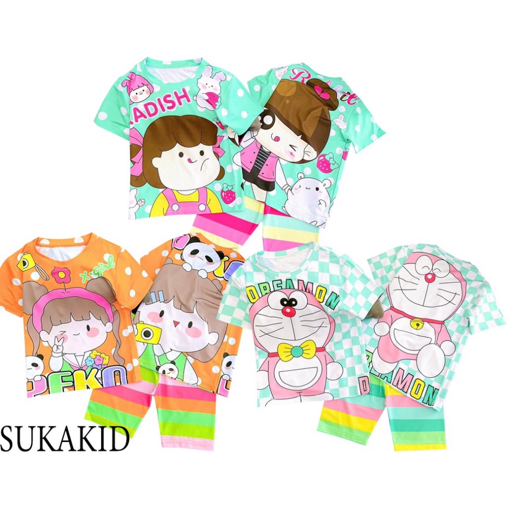 ( Km ) Combo 3 bộ hình thoáng mát mềm mịn hinh bé gấu máy ảnh. bé dắt thỏ ,karo doremom. 6kg đên 40kg.GN010.