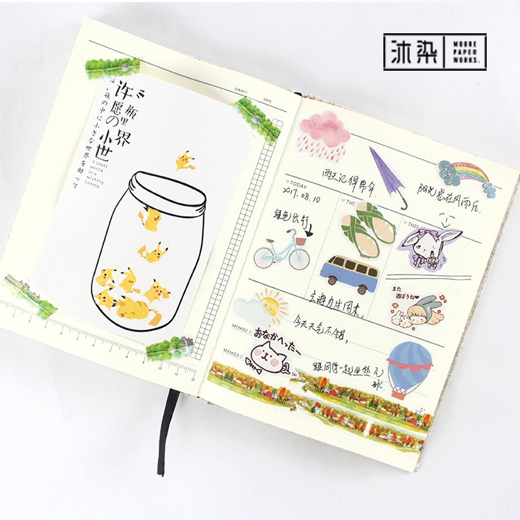 Hộp 40 Nhãn dán sticker Hoạ tiết dễ thương trang trí sổ tay bullet journal M503