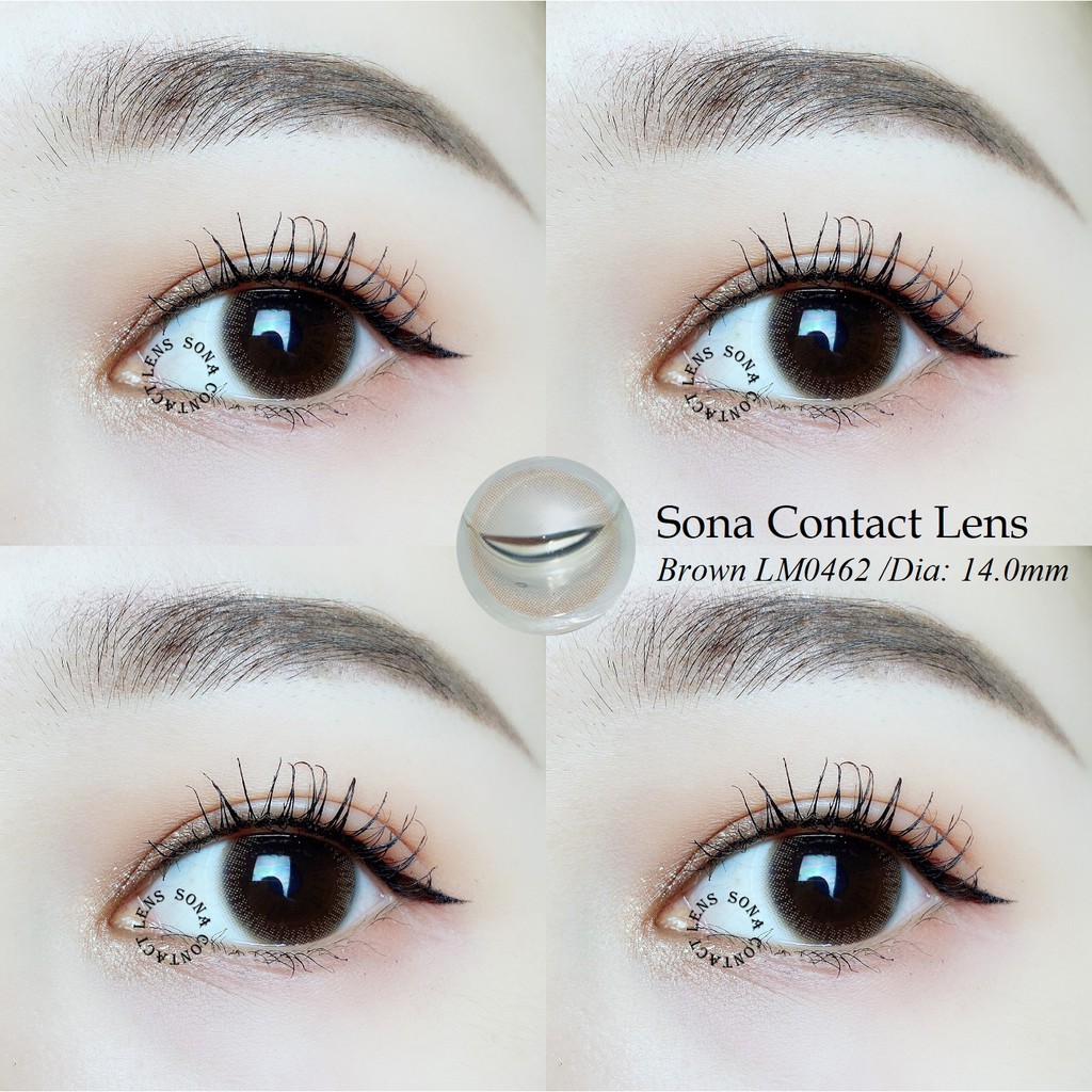 Lens nâu Brown LM-0462 + khay đựng (kính áp tròng Sona Hàn Quốc)