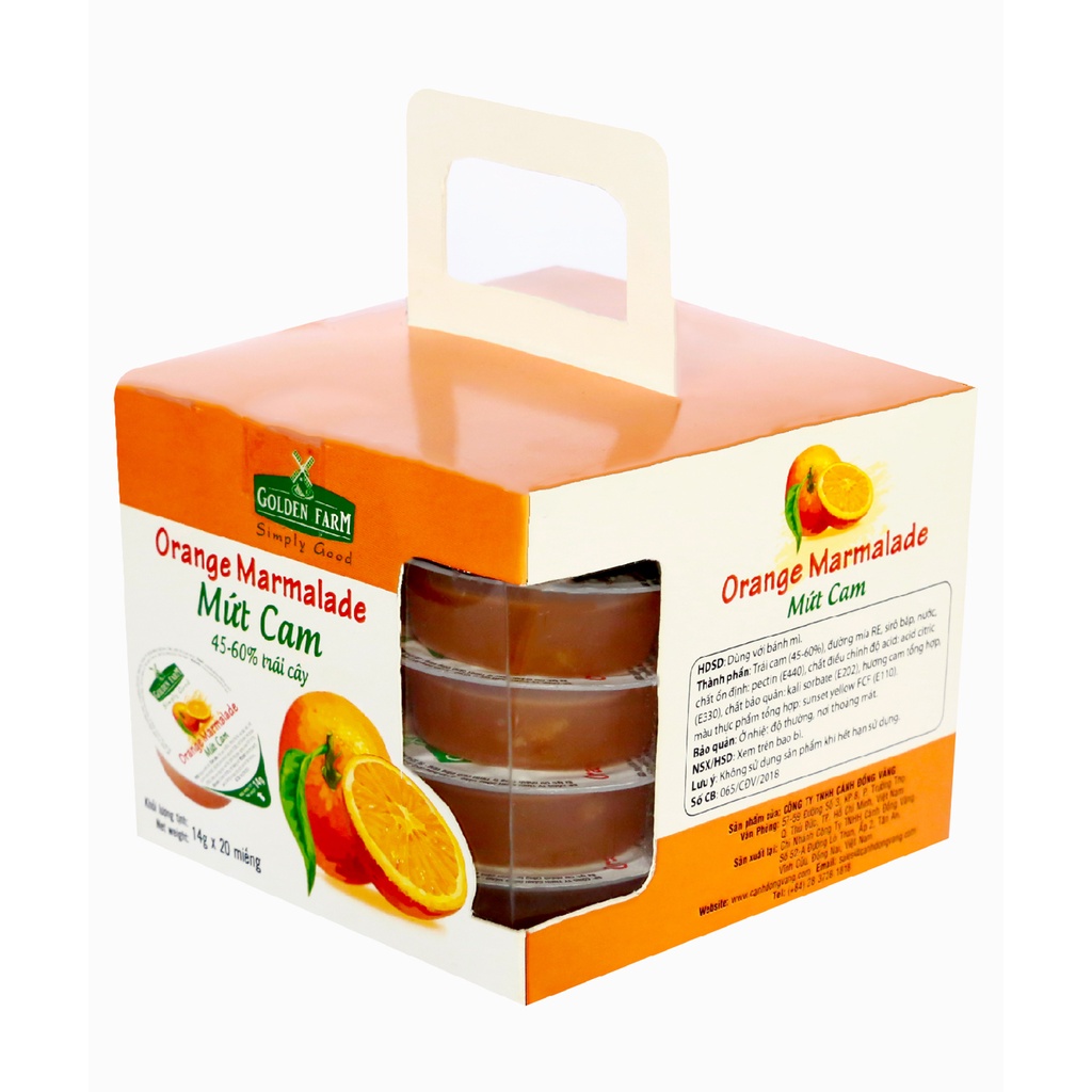 Mứt Cam/ Dâu Golden Farm Lốc 20 Vỉ X 14g Chính Hãng