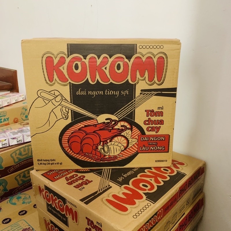 Thùng 30 gói mỳ tôm Kokomi chua cay dai ngon từng sợi 65g