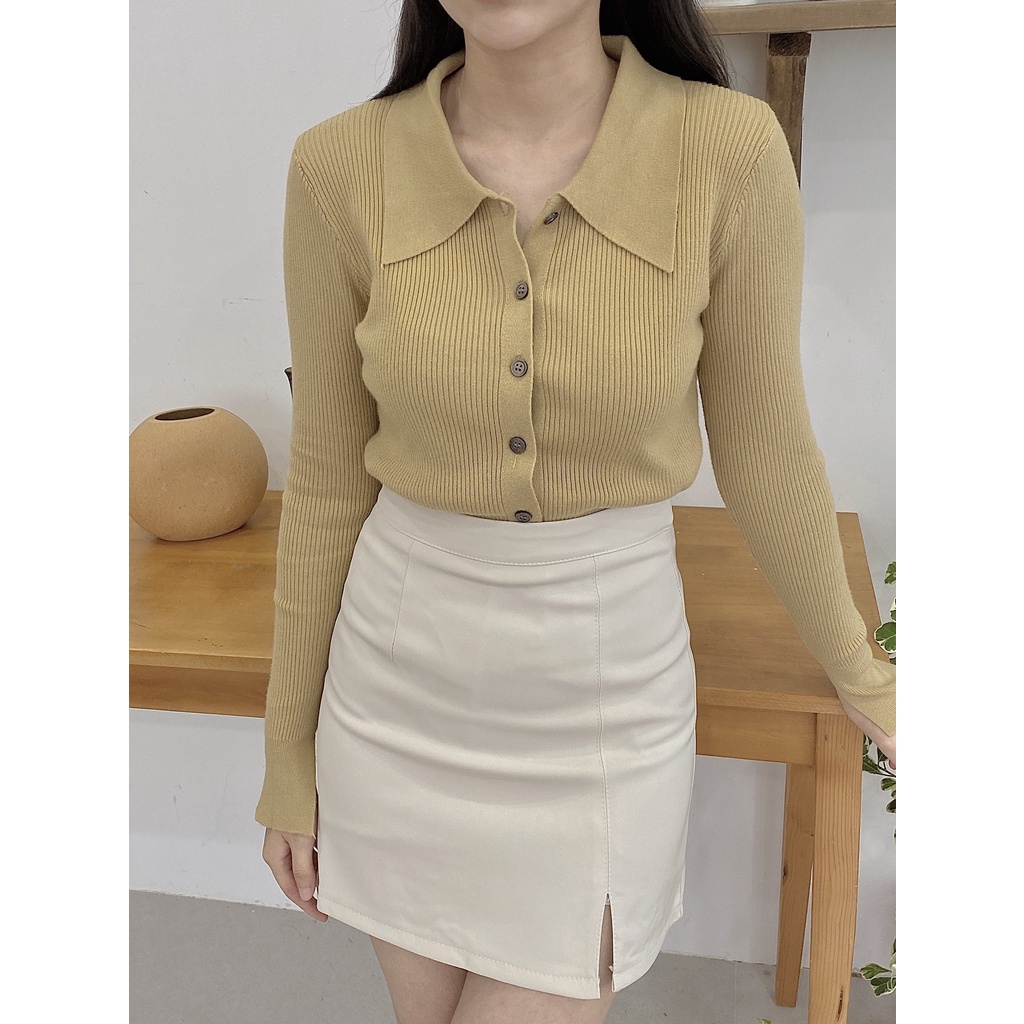 ÁO LEN KHUY TRƠN CỔ NHỌN | BigBuy360 - bigbuy360.vn