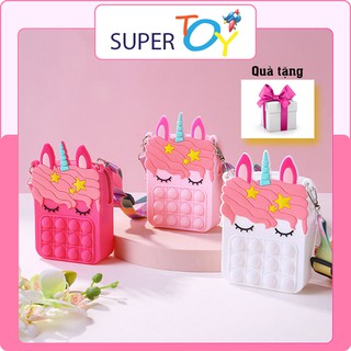 Túi pop it đeo chéo, túi đeo chéo ngựa pony và trái cây pop it cho bé