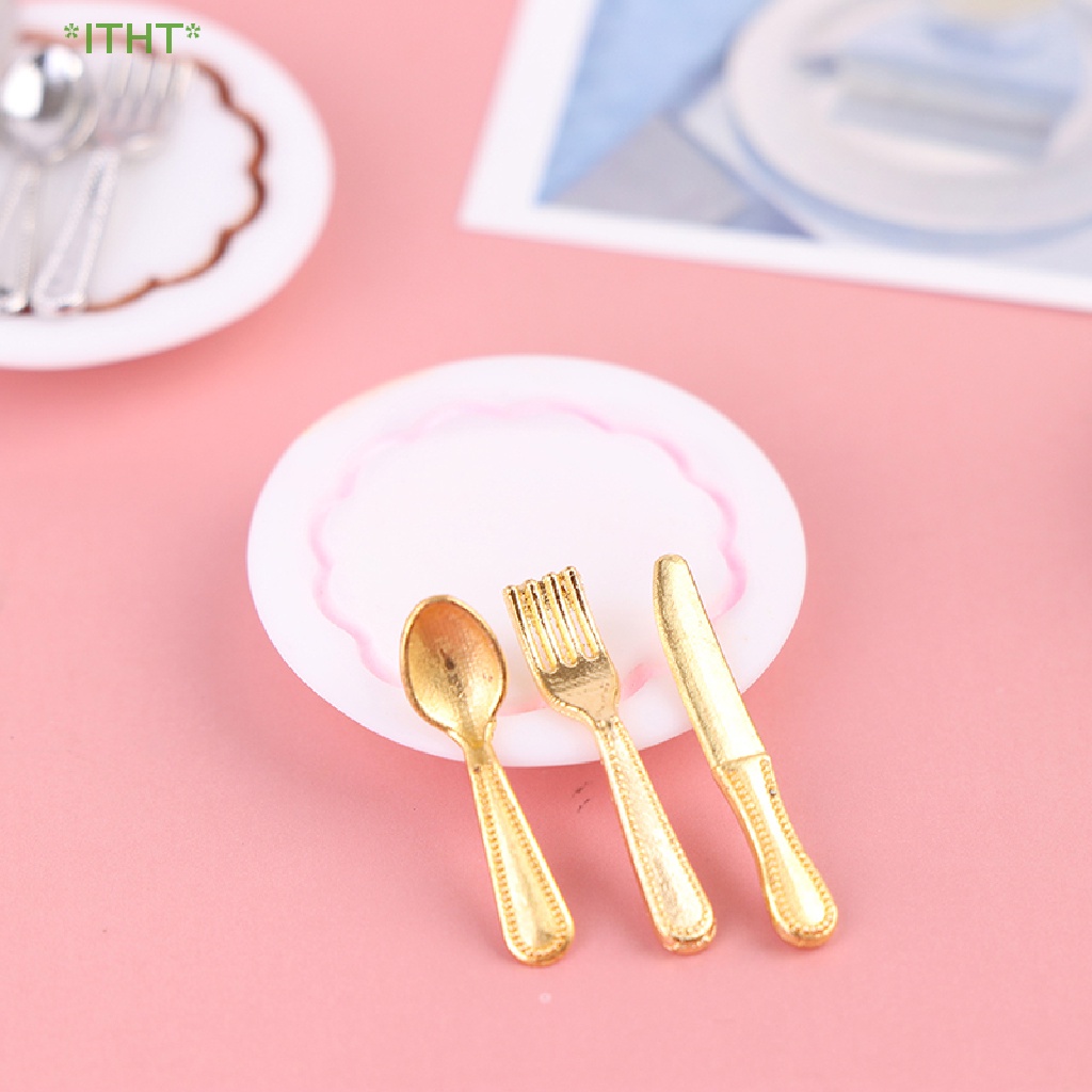 Bộ Muỗng Nĩa 1: 12 Dùng Trang Trí Nhà Búp Bê Mới