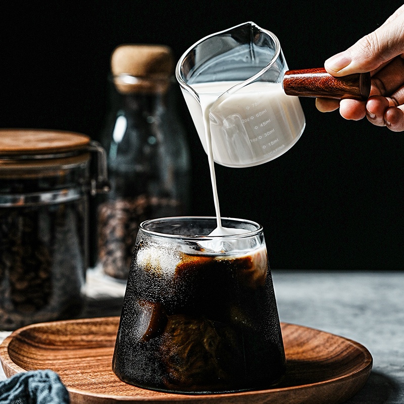 Cốc Đong Pha Cà Phê Bằng Kính Cách Nhiệt 75Ml Hai Miệng Nhỏ Cho Espresso Coffee