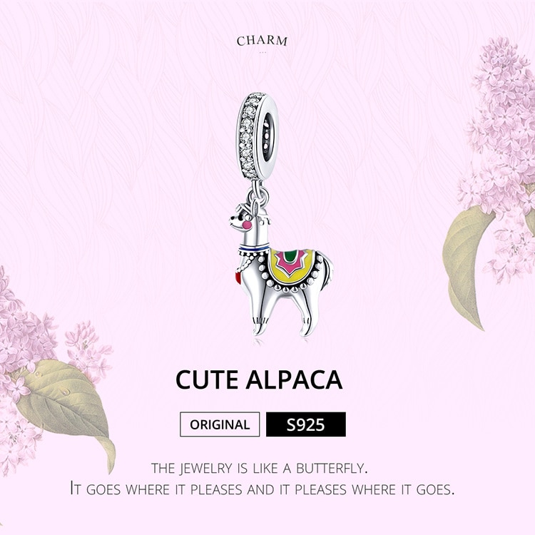 Hạt Charm Bamoer SCC1737 Hình Lạc Đà Alpaca Dễ Thương 3mm Bằng Bạc 925 Thật Dùng Để Làm Vòng Tay