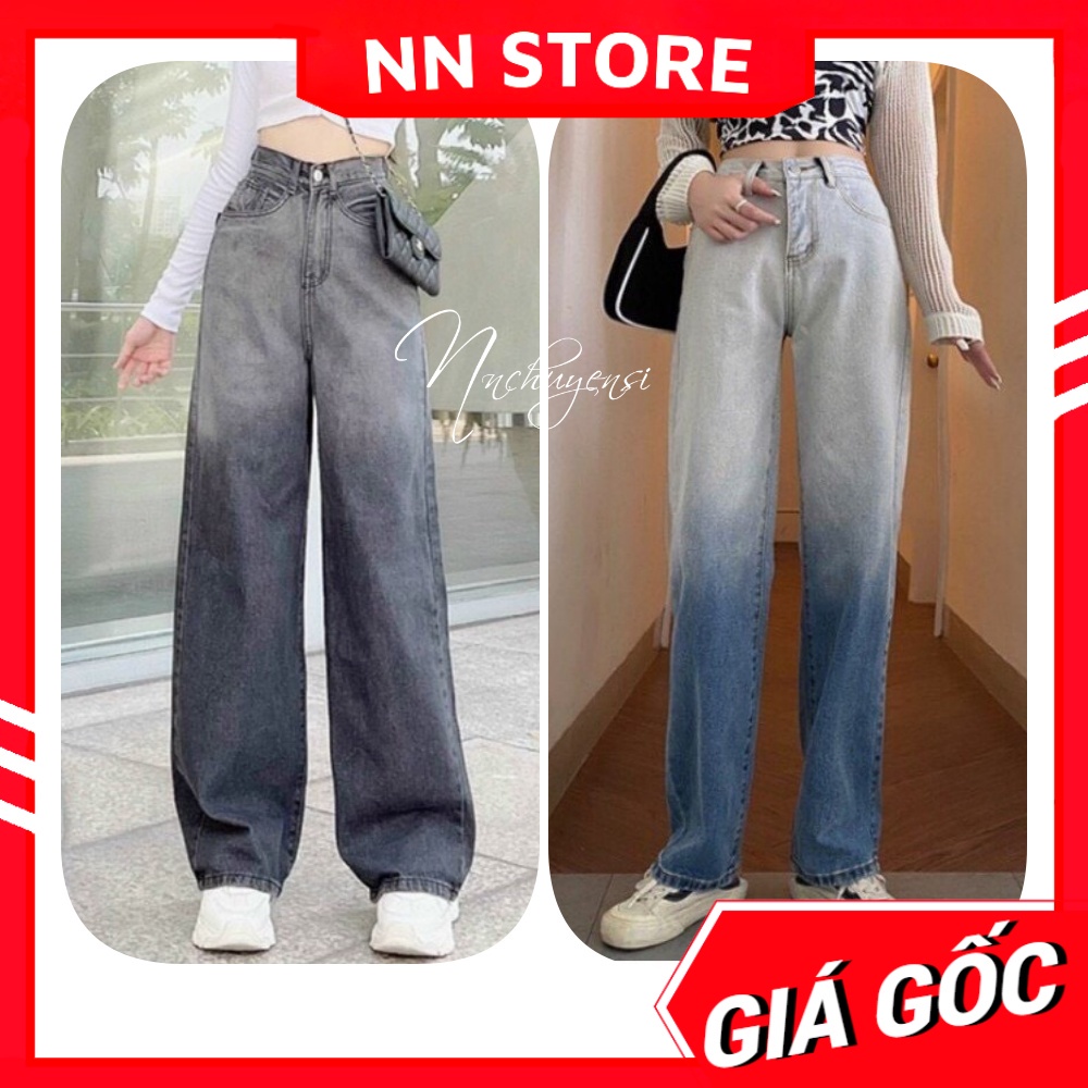 Quần baggy jean nữ ống rộng suông loang màu chất jean cao cấp đẹp Quần jean nữ BJK325