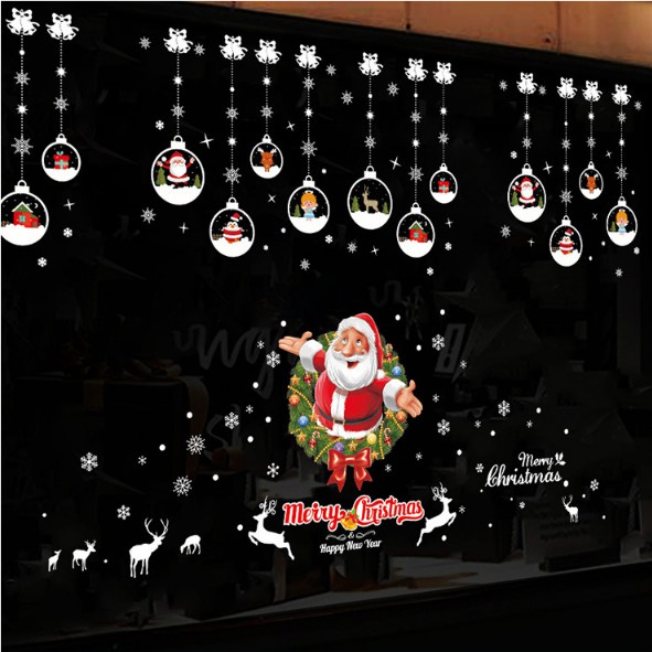 COMBO DECAL GHÉ ĐÔI DÁN TƯỜNG NOEL - RÈM PHA LÊ GHÉP VỚI NOEL SẮC NÉT ( 2 TẤM )
