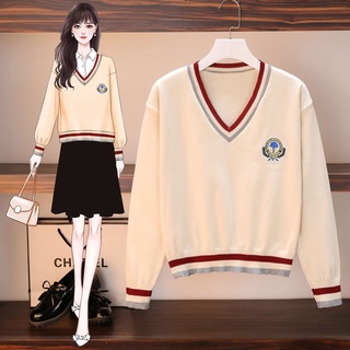 Áo Len Dáng Rộng Cổ Chữ v Phong Cách Học Sinh Nhật Bản Mới