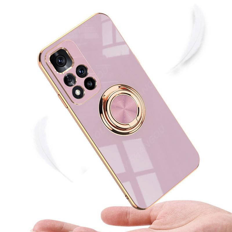 Ốp Điện Thoại Silicon Dẻo Tráng Gương Kèm Giá Đỡ Nhẫn Từ Tính Sang Trọng Cho Xiaomi Redmi Note 12 11 10 Pro 10S 11S