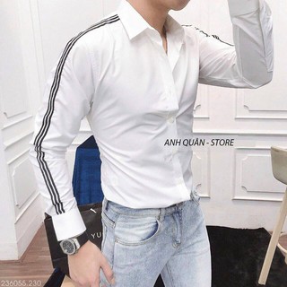 Áo Sơ Mi Trắng Nam Sọc Viền Tay Mẫu Mới Nhất 2019