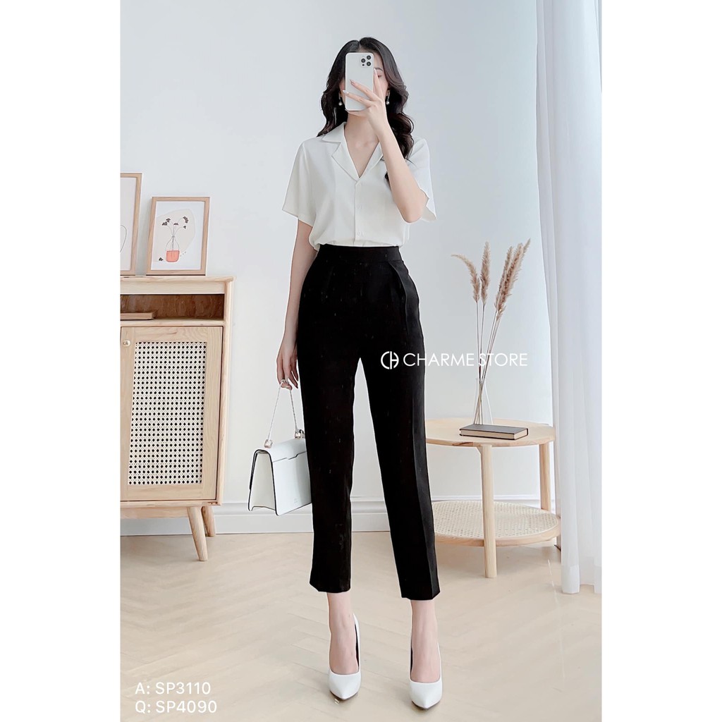 [CHARME STORE] - Quần tây khóa sau baggy - Đen - Size L