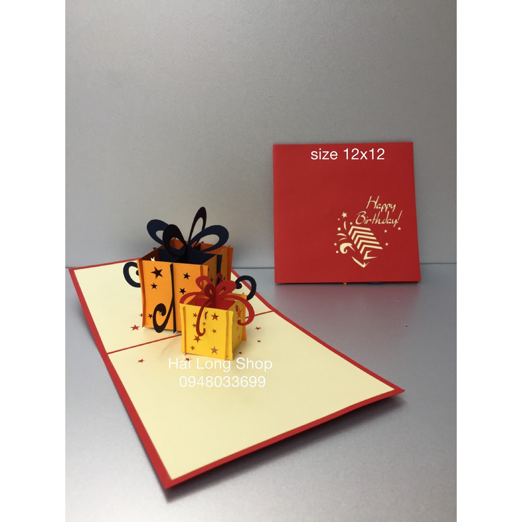 Hộp Quà Đôi  2 - sinh nhật - Birthday - Thiệp 3D