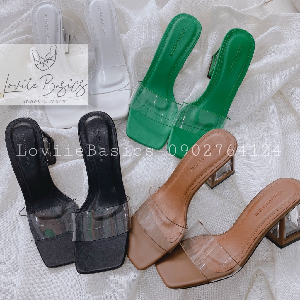 GUỐC CAO GÓT LOVIIECORNER - GIÀY THỜI TRANG MŨI VUÔNG QUAI TRONG - DÉP NỮ ĐẾ VUÔNG 7 PHÂN D220233