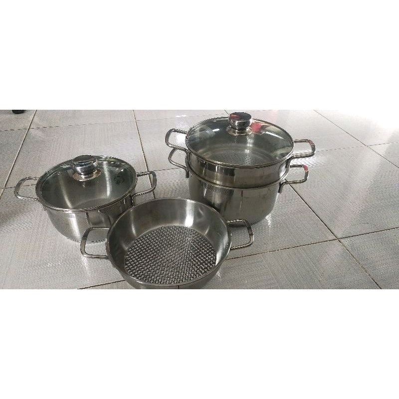 Bộ nồi inox 430 - 3 dáy nắp kính