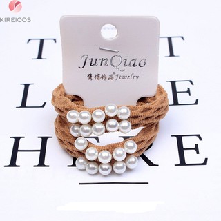 Dây cột tóc xoăn chi tiết đan cườm màu đen