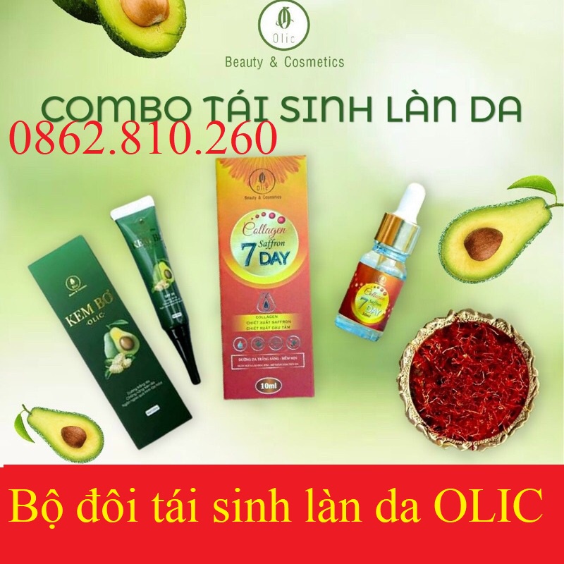 Bộ Đôi Tái Sinh Làn Da Olic- Kem Bơ Olic Và Serum Collagen saffron 7day