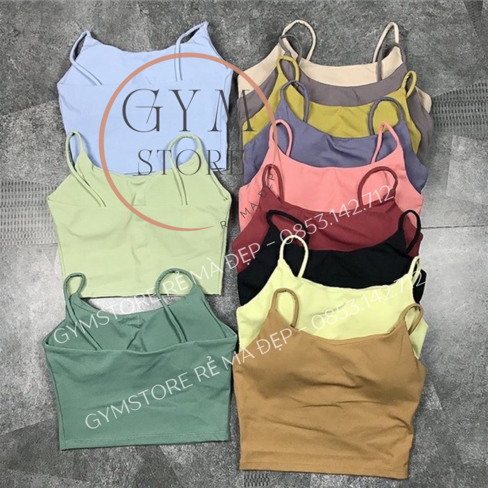 Áo Bra Hai Dây Croptop CÓ MÚT Thể Thao Nữ Tập Gym Yoga Thun Siêu Mềm Mại Co Giãn Thoáng Mát 2081