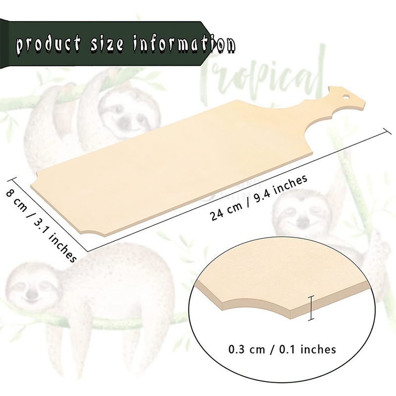 Set 12 Thớt Gỗ Trơn Mini Có Tay Cầm Dùng Để Cắt Rau Củ Quả / Trang Trí Nhà Bếp DIY