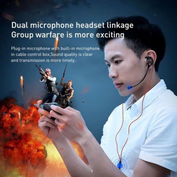 Tai nghe nhét tai chơi game chuyên dụng Jack 3.5 mm - Chuyên Game PUBG Mobile - Baseus H15 dành cho game thủ BH 18 tháng