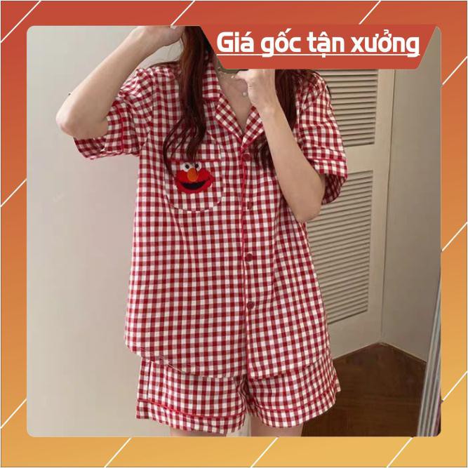 SET BỘ PIJAMA SEASAME CARO HOT HIT - BỘ NGỦ ĐÔI MẶC NHÀ KẺ CARO ĐEN ĐỎ ULZZANG