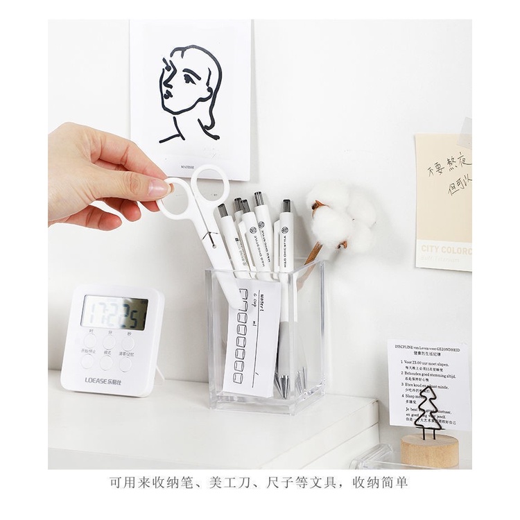 Hộp Đựng Bút/Cọ Trang Điểm Hình Vuông Bằng Acrylic Trong Suốt