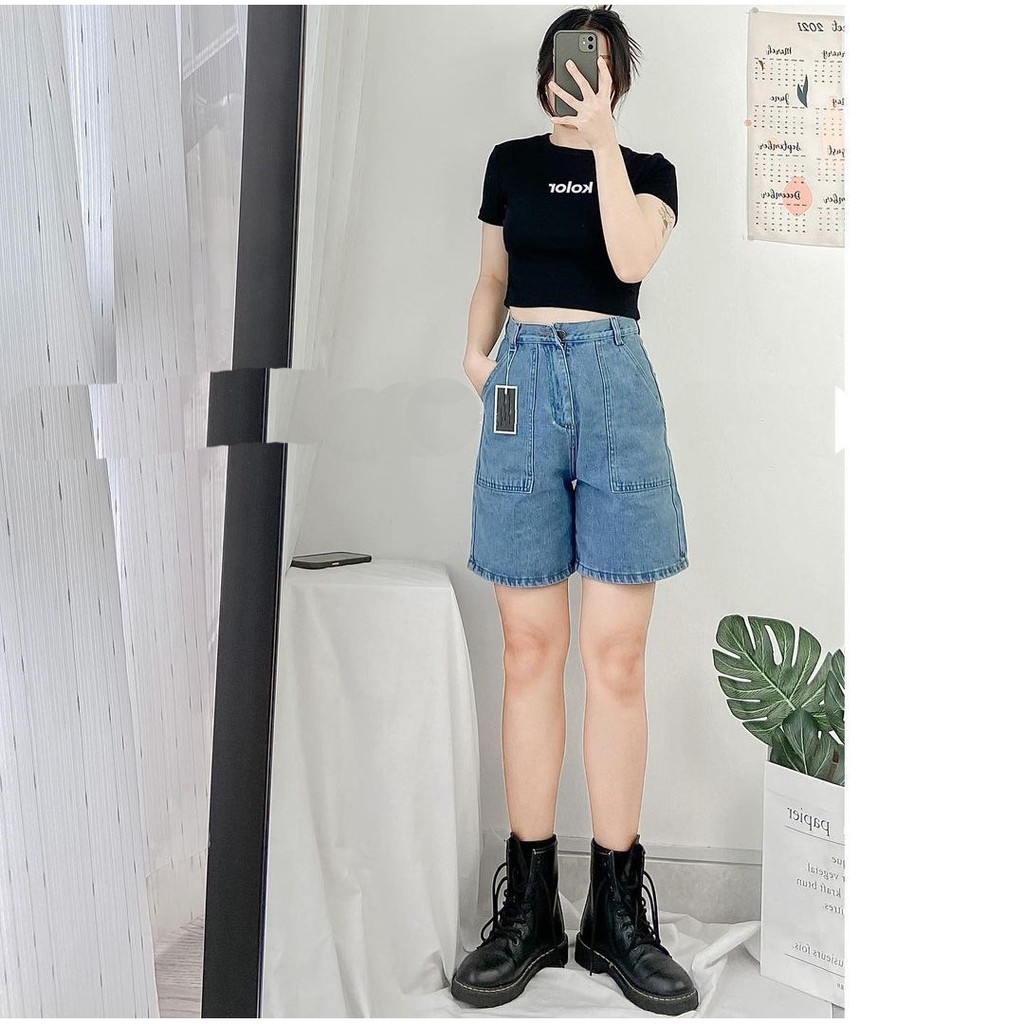 [ CÁCH YÊU ] QUẦN JEAN NGỐ LỬNG NỮ LƯNG CAO 2 TÚI HỘP TRƯỚC MÀU XANH NHẠT CÁ TÍNH UTI ĐỦ SIZE S, M, L LAI CUỐN FORM RỘNG