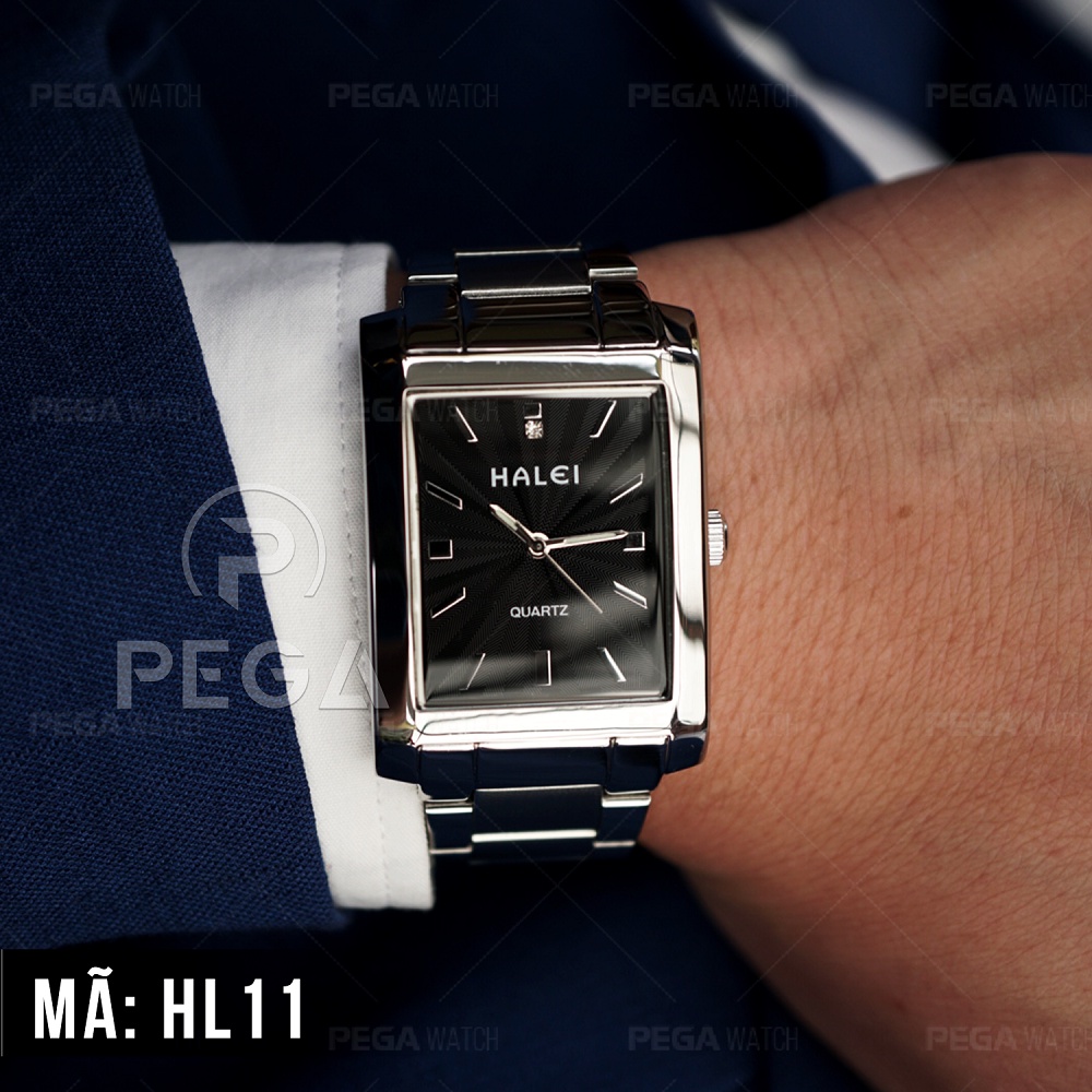 [Hot Sale] Đồng Hồ Nam Mặt Vuông Halei Dây Thép Chống Gỉ Đồng Hồ Kim Chống Nước | BigBuy360 - bigbuy360.vn