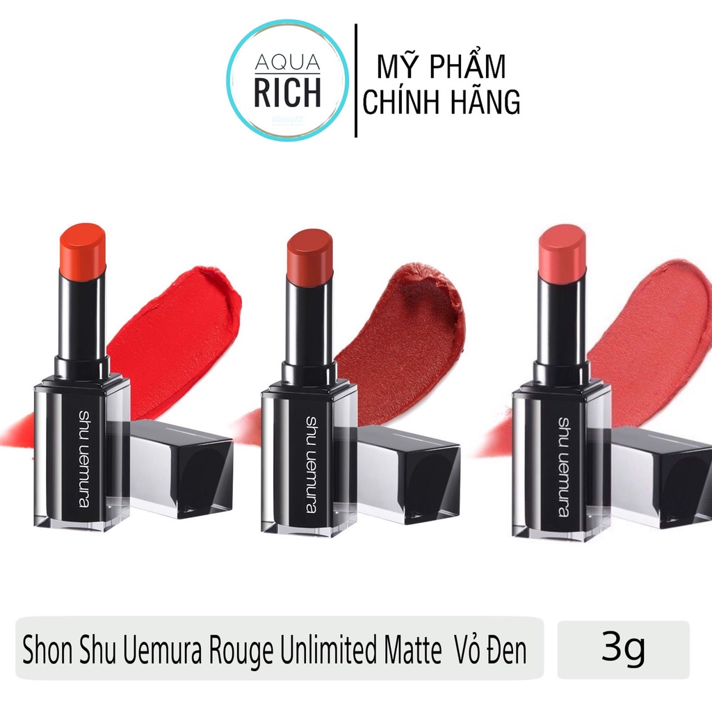 Son Shu Uemura Rouge Unlimited Matte 3g Vỏ Đen Chữ Trắng