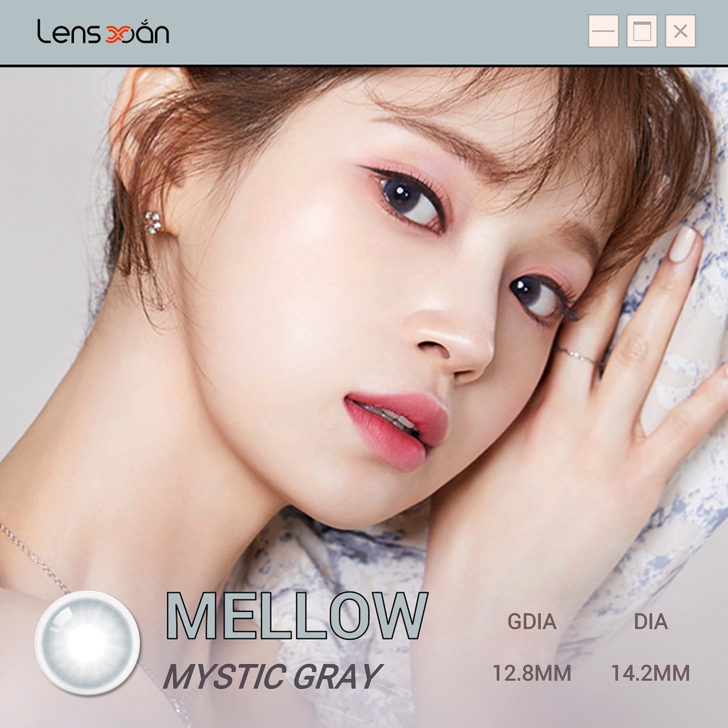 KÍNH ÁP TRÒNG MELLOWS MYSTIC GRAY của Olola (6 tháng): Kính áp tròng xám ánh xanh nhẹ tự nhiên | Lens Xoắn (GIÁ 1 CHIẾC)