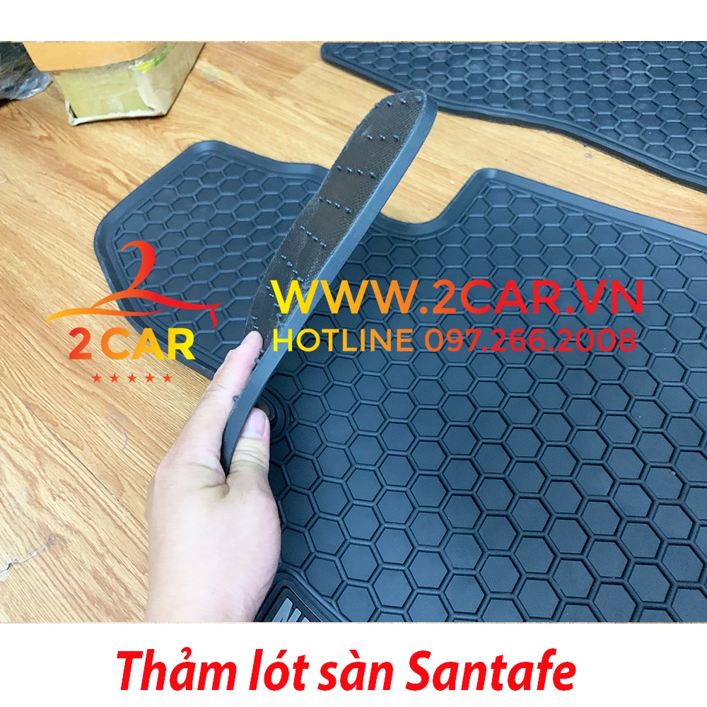Thảm lót sàn xe Hyundai Santafe 2015 - 2022, 2023, 2024 cao su đúc tổ ong không mùi mẫu NISSIN
