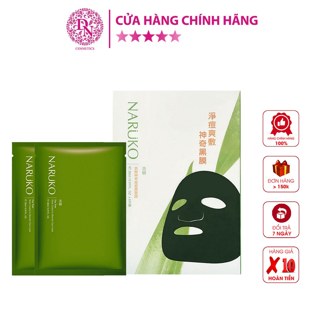 Mặt nạ tràm trà Naruko Tea Tree Shine Control And Blemish Clear Đài Loan