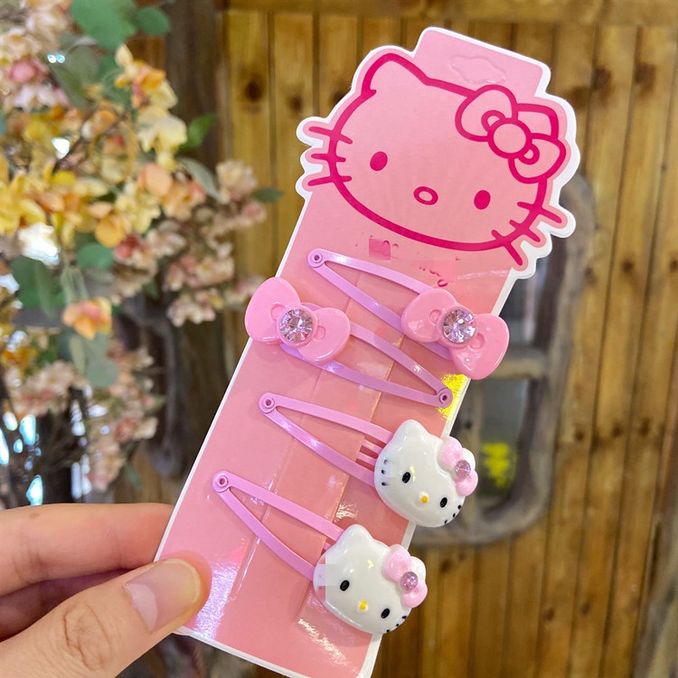 Set 4 kẹp tóc XIAODUOJIAJU hình mèo kitty dễ thương cho bé gái