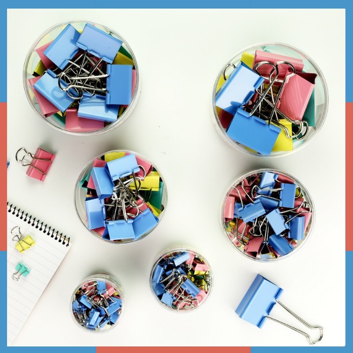 Kẹp bướm màu Deli loại 15mm,19mm, 25mm, 32mm, 41mm, 51mm chắc chắn và thuận tiện