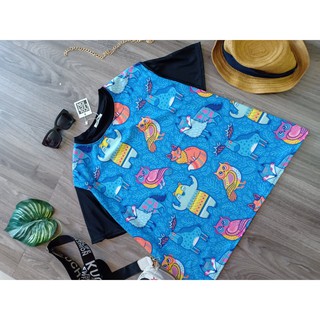 áo thun bigsize unisex[cáo xanh] KY99