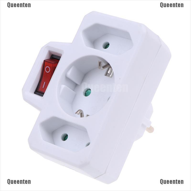 Phích Cắm Chuyển Đổi Từ 1 Sang 3 Cổng Eu 16a Kèm Công Tắc
