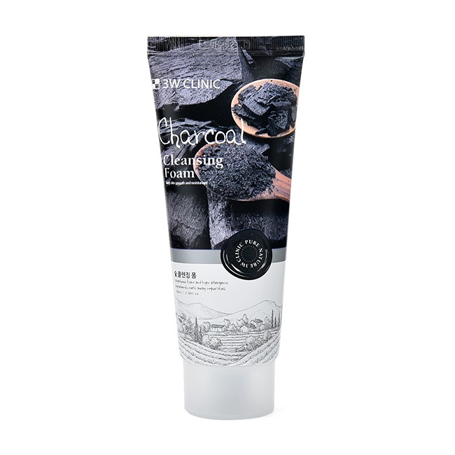 Sữa rửa mặt làm sạch sâu, se khít chân lông 3W Clinic Charcoal Foam Cleansing 100ml