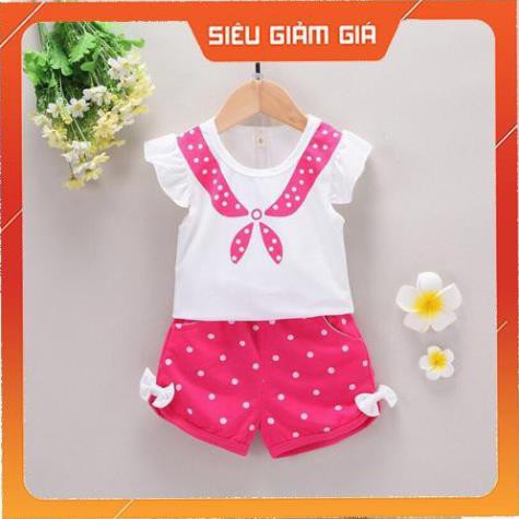 EB Set bộ quần áo trẻ em mẫu CỔ NƠ CHẤM BI dành cho bé gái 1-5 tuổi. Thiết kế đẹp, màu sắc tươi sáng