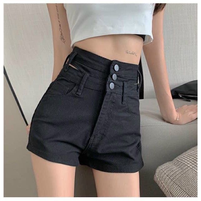 Quần short kaki phối 3 nút 2 đai cực hot , chất kaki dày dặn co giãn