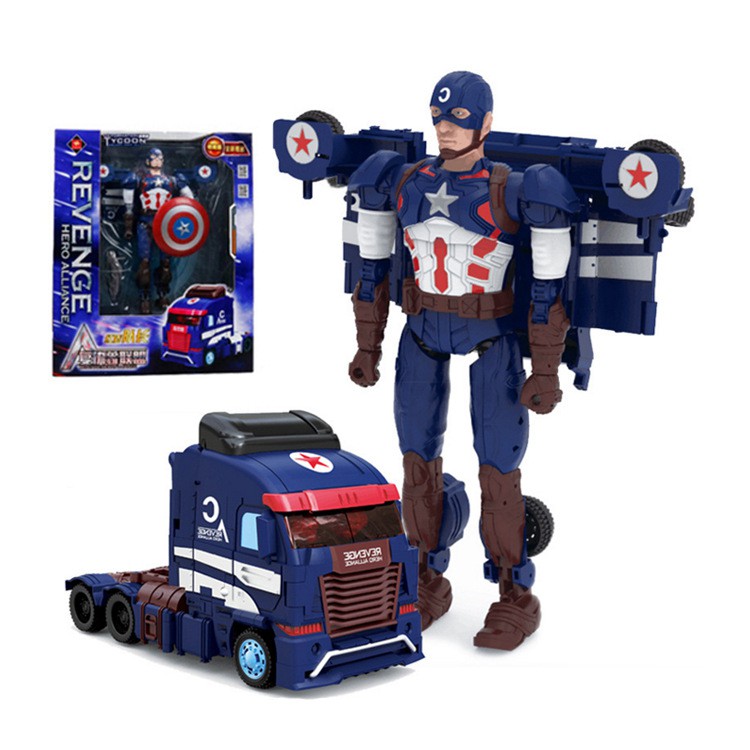 Đồ chơi robot biến hình Captain America - Mô hình siêu anh hùng Revenge League US Team 3